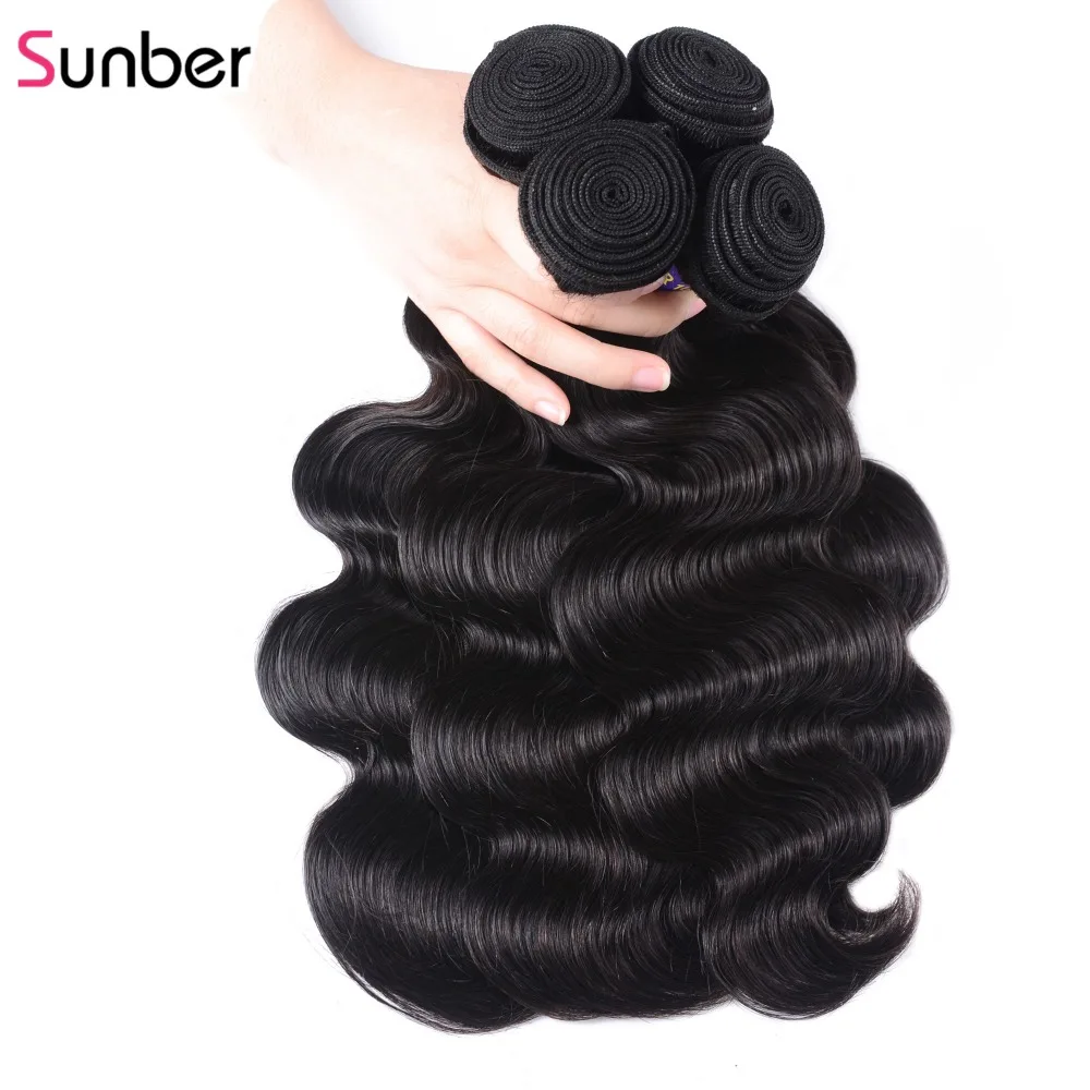 Sunber волосы 1 пряди 8-26 дюймов высокое соотношение объемная волна Remy плетение для