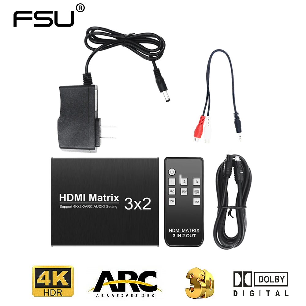 Матричный выключатель HDMI 3 В 2 0 4k 60 Гц HDR с дистанционным управлением ARC для XBOX HDTV PS3