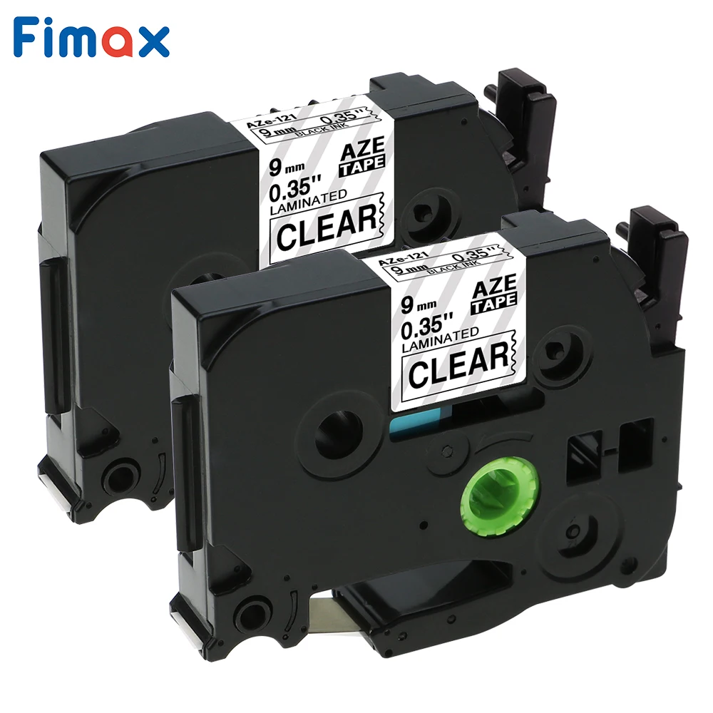 Fimax 2 упаковки TZe121 совместима с Brother tze лента для маркировки TZe 121 TZ 9 мм черная на