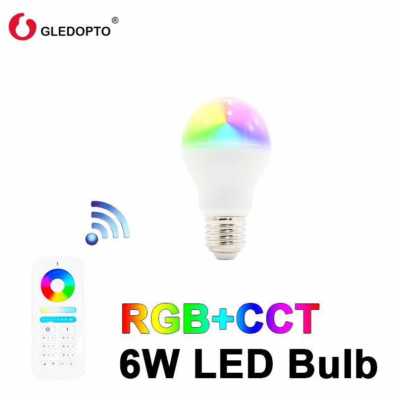 GLEDOPTO LED 2.4GHz wireless 6W RGB+CCT led bulb 6-zone remote control e26e27 AC96-265V WW/CW bulb dimmable led smart bulb rgbw
GLEDOPTO LED 2.4GHz wireless 6W RGB+CCT led bulb 6-zone remote control e26e27 AC96-265V WW/CW bulb dimmable led smart bulb rgbw