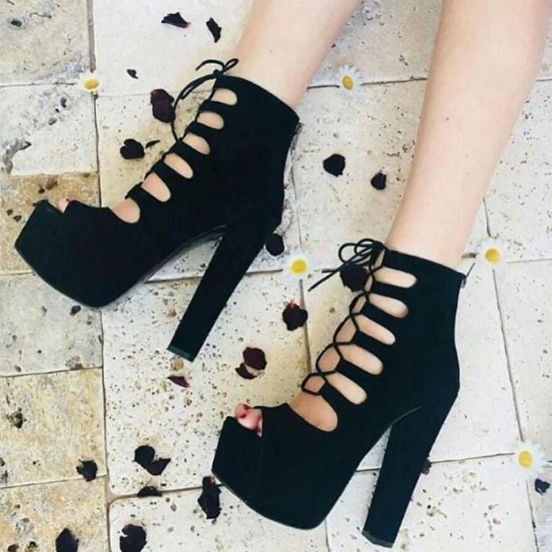 Gladiator Rome Platform High Heels Chunky Open Toe Lace-up Black Pumps Womens Shoes Dacer Dress Party Big Sizes 13 15 16 Summer
Gladiator Rome Platform High Heels Chunky Open Toe Lace-up Black Pumps Womens Shoes Dacer Dress Party Big Sizes 13 15 16 Summer