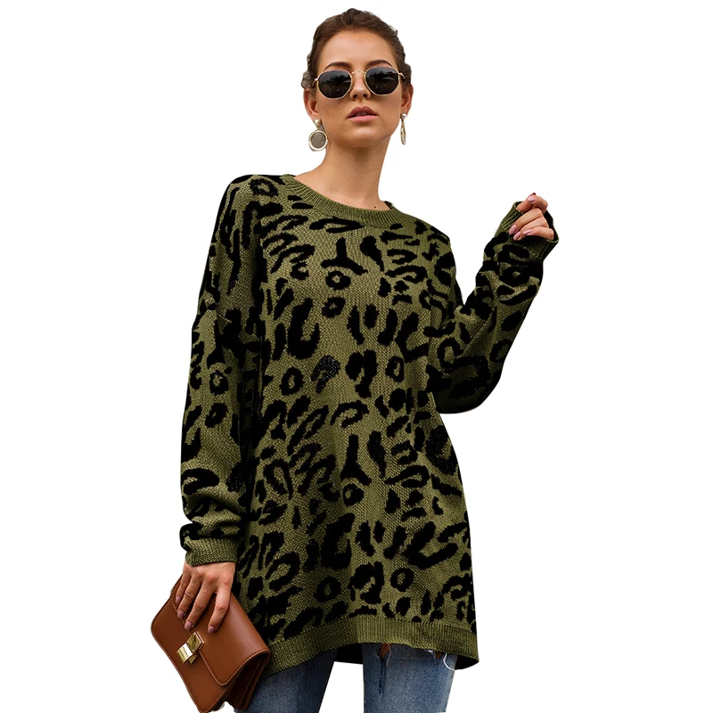 Knitted Women Knitwear 2019 fashion winter loose thermal Leopard mid long womens sweater womens casual outwear pullovers sweater
Knitted Women Knitwear 2019 fashion winter loose thermal Leopard mid long womens sweater womens casual outwear pullovers sweater