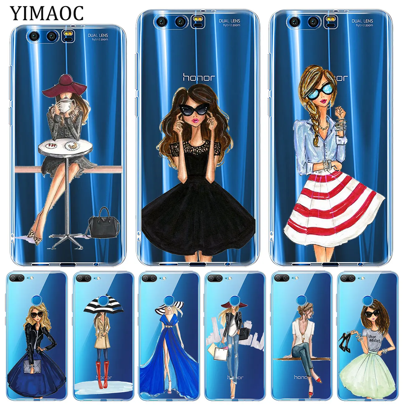 YIMAOC красивое платье для девочек мягкий чехол Huawei Y9 Y7 Y6 Prime 2018 Honor 20 10 9 9X 8C 8X 8 Lite 7X 7C 7A
