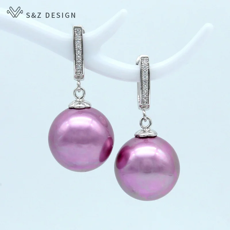 S&Z 2019 New Colorful Imitation Big Round Pearl Natural Zircon Drop Earrings White Gold For Women Wedding Party Fashion Jewelry
S&Z 2019 New Colorful Imitation Big Round Pearl Natural Zircon Drop Earrings White Gold For Women Wedding Party Fashion Jewelry