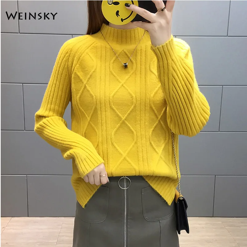 Women Knitted Sweater And Pullovers Korean Style Fashion Turtleneck Sweaters Winter And Autumn 2019 New Yellow Sweater
Women Knitted Sweater And Pullovers Korean Style Fashion Turtleneck Sweaters Winter And Autumn 2019 New Yellow Sweater