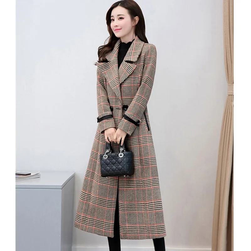 UHYTGF Elegant Women Coat Retro Plaid Wool Jacket long Windbreaker Outerwear Double-breasted Slim Winter Woolen Coats M-3XL 905
UHYTGF Elegant Women Coat Retro Plaid Wool Jacket long Windbreaker Outerwear Double-breasted Slim Winter Woolen Coats M-3XL 905