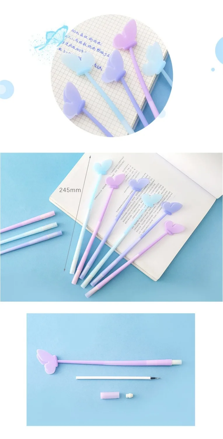24 pcs/Lot Creative silicone Flexible color modeling Butterfly 0.5mm Blue pens gift Stationery Office School supplies A6513 
24 pcs/Lot Creative silicone Flexible color modeling Butterfly 0.5mm Blue pens gift Stationery Office School supplies A6513