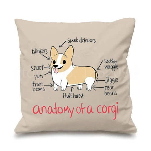 Hot Funny Anatomy of a Corgi Pillow Case Novelty Corgi Dogs Anatomy Cushion Covers Throw Pillows Cases Decorative Dogs Gifts 18"
Hot Funny Anatomy of a Corgi Pillow Case Novelty Corgi Dogs Anatomy Cushion Covers Throw Pillows Cases Decorative Dogs Gifts 18"