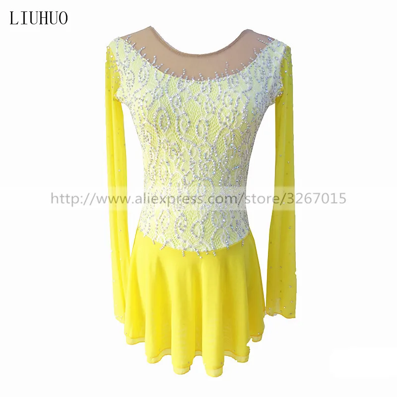 Figure Skating Dress Women's Girls' Ice Competition Yellow Lace Round Neck Long Sleeve Rhinestone Leotard Dance Sport Ballet Kid
Figure Skating Dress Women's Girls' Ice Competition Yellow Lace Round Neck Long Sleeve Rhinestone Leotard Dance Sport Ballet Kid