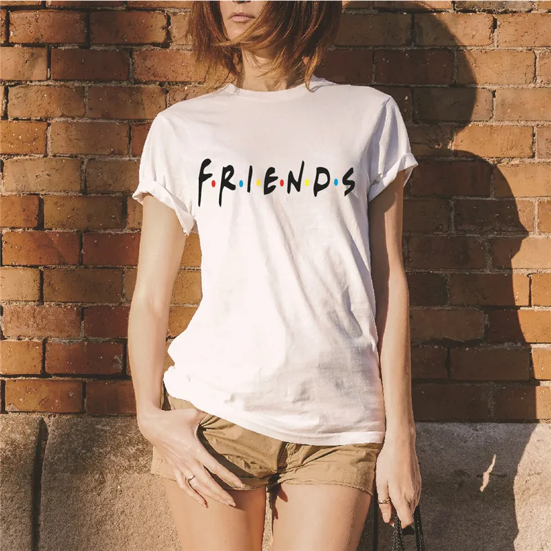 Эффектно модная крутая женская футболка с надписью FRIENDS Повседневные Удобные