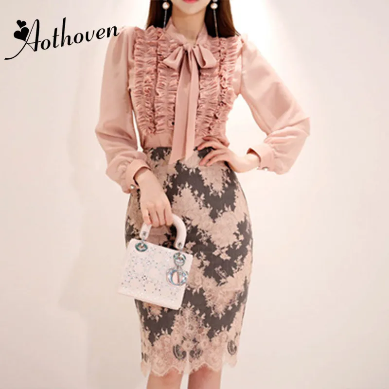 Autumn 2 Piece Set Women Suit Bow Collar Long Sleeve Elegant Top and Vintage Party Ladies Pencil Skirt Two Piece Set Vestidos
Autumn 2 Piece Set Women Suit Bow Collar Long Sleeve Elegant Top and Vintage Party Ladies Pencil Skirt Two Piece Set Vestidos