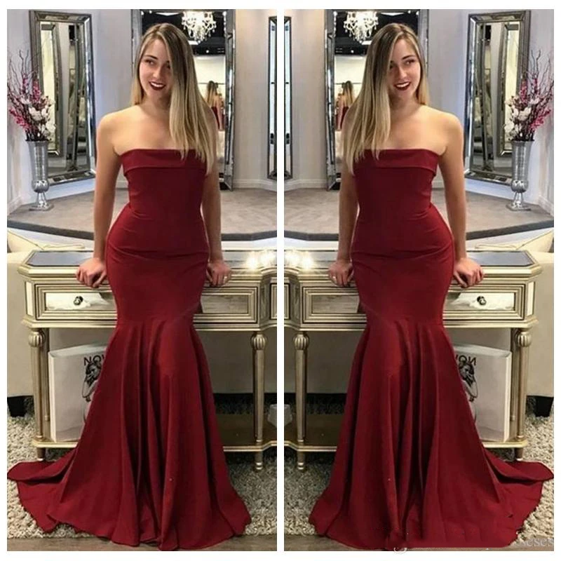 Burgundy Mermaid Bridesmaid Dresses 2018 Sexy Strapless Floor Length Party Gowns Robe De Soiree Prom Dress Custom Made
Burgundy Mermaid Bridesmaid Dresses 2018 Sexy Strapless Floor Length Party Gowns Robe De Soiree Prom Dress Custom Made