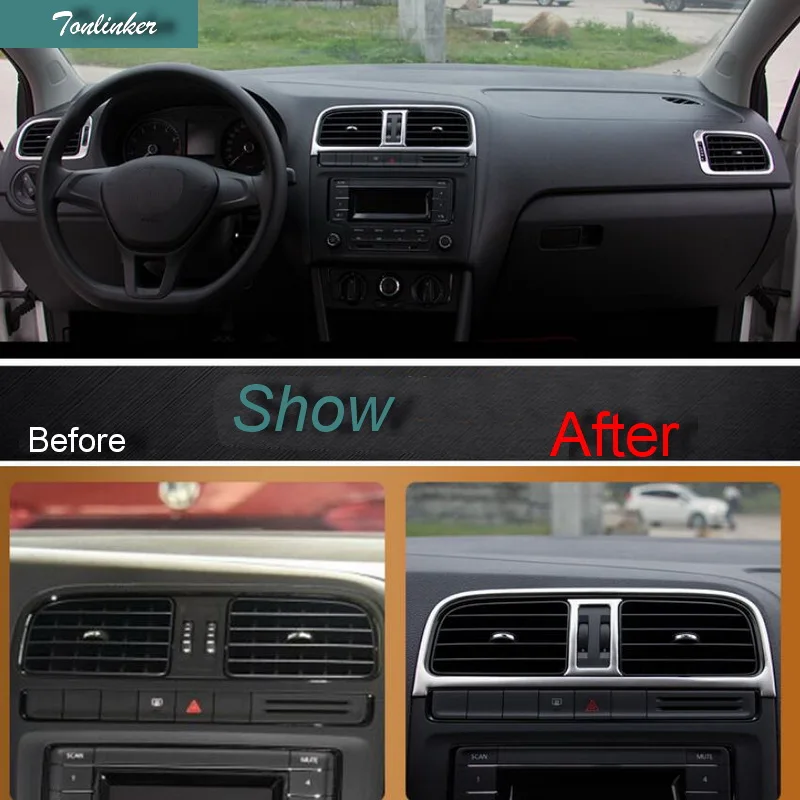 Tonlinker Cover case sticker 4 PCS Stainless Steel Car style Car Interior Dashboard Air Outlet Fit For VW Volkswagen Polo 2015
Tonlinker Cover case sticker 4 PCS Stainless Steel Car style Car Interior Dashboard Air Outlet Fit For VW Volkswagen Polo 2015