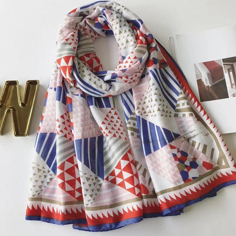

Модный шарф с геометрическим рисунком, мягкая шаль с принтом, мусульманский хиджаб, женские шарфы и шали, плед, Пашмина, бандана, 10 шт./лот