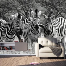 3D обои Beibehang на заказ черно белые с изображением зебры животных