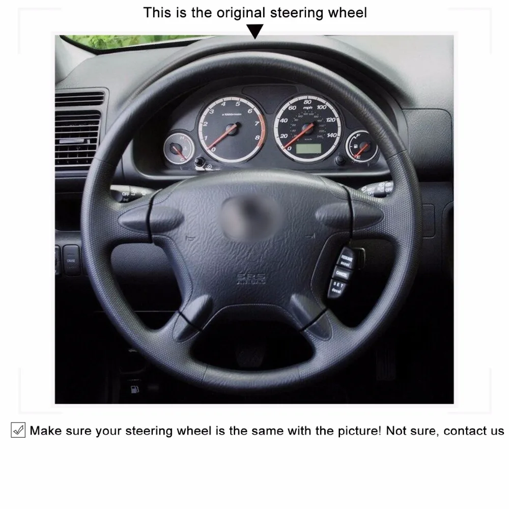 MEWANT Black Genuine Leather Car Steering Wheel Cover for Honda CR-V CRV 2002-2006
MEWANT Black Genuine Leather Car Steering Wheel Cover for Honda CR-V CRV 2002-2006