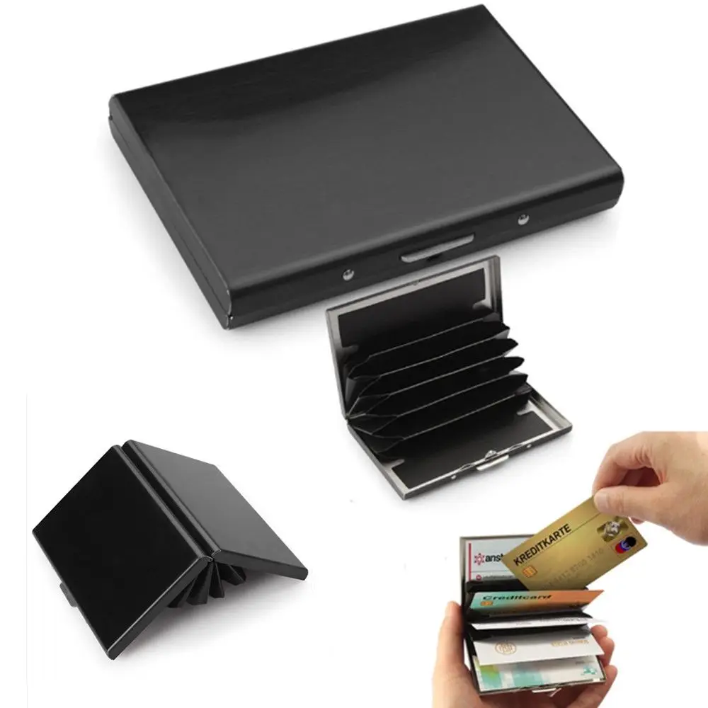 Черный металлический RFID блокирующий кошелек анти сканирующий Бесконтактный