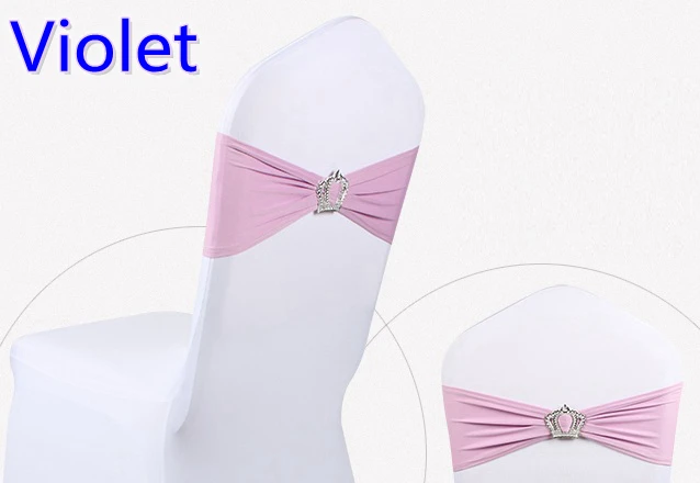 Violet Colour Crown Buckles Lycra Sash For Wedding Chairs Decoration Spandex Band Stretch Bow Tie Lycra Ribbon Belt On Sale
Violet Colour Crown Buckles Lycra Sash For Wedding Chairs Decoration Spandex Band Stretch Bow Tie Lycra Ribbon Belt On Sale