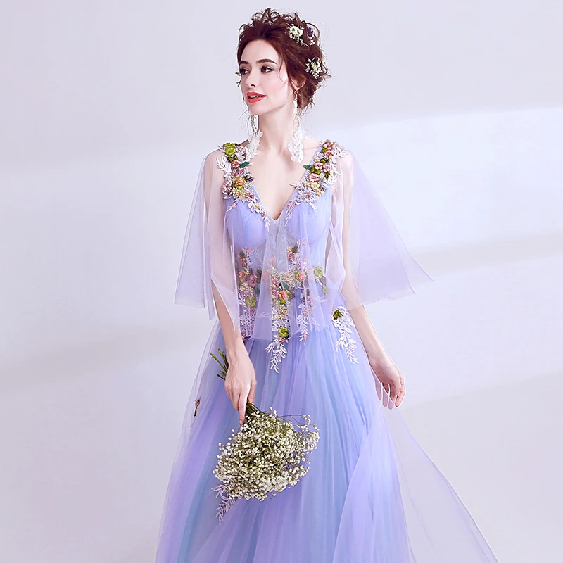 AXJFU princess purple lace flower evening dress beading lot of flower v neck illusion ruffles beach lace evening dress 2122
AXJFU princess purple lace flower evening dress beading lot of flower v neck illusion ruffles beach lace evening dress 2122