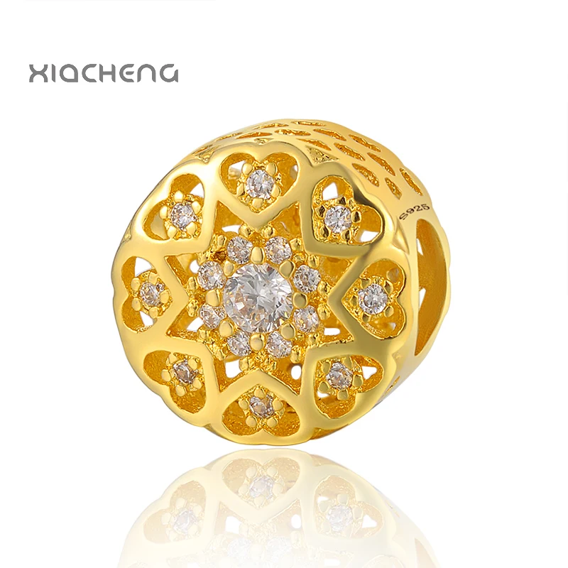 925 Sterling Silver Beads Charms Gold Color Hollowopen Full Love Crystal Heart Beads for DIY Pandora Charms Bracelets & Bangles
925 Sterling Silver Beads Charms Gold Color Hollowopen Full Love Crystal Heart Beads for DIY Pandora Charms Bracelets & Bangles