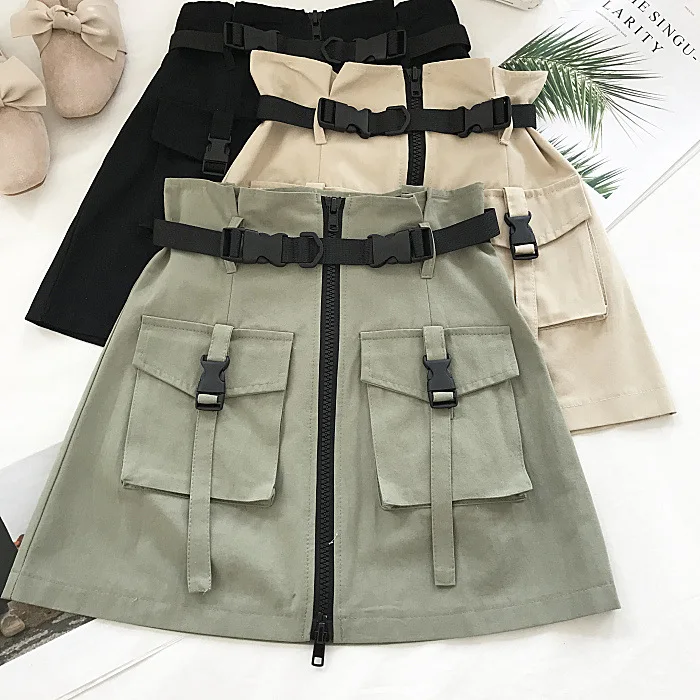 Streetwear Short Skirt Women Summer High Waist Skirt Female Harajuku Belt Pocket Buckle Mini Skirt Safari Style Party Skirt
Streetwear Short Skirt Women Summer High Waist Skirt Female Harajuku Belt Pocket Buckle Mini Skirt Safari Style Party Skirt