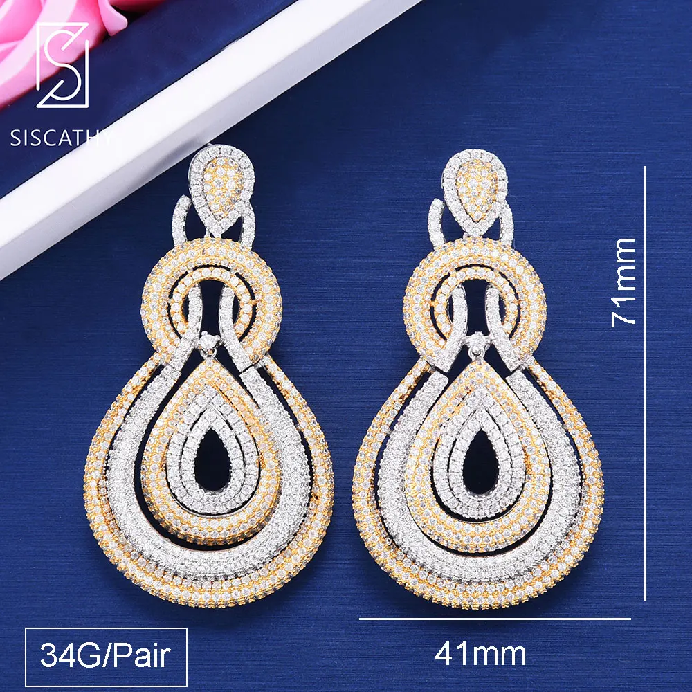 Siscathy Deluxe Big Teardrop Pendant Female Earrings Cubic Zirconia Inlaid Pierced Dangle Earrings For Women Wedding Engagement
Siscathy Deluxe Big Teardrop Pendant Female Earrings Cubic Zirconia Inlaid Pierced Dangle Earrings For Women Wedding Engagement