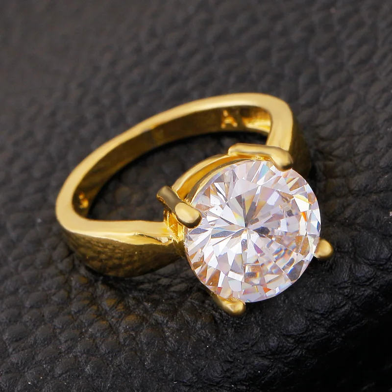 Big Huge CZ imitated zirconia Ring Yellow Gold Filled Women Engagement Promise (US size 8 9) | Украшения и аксессуары