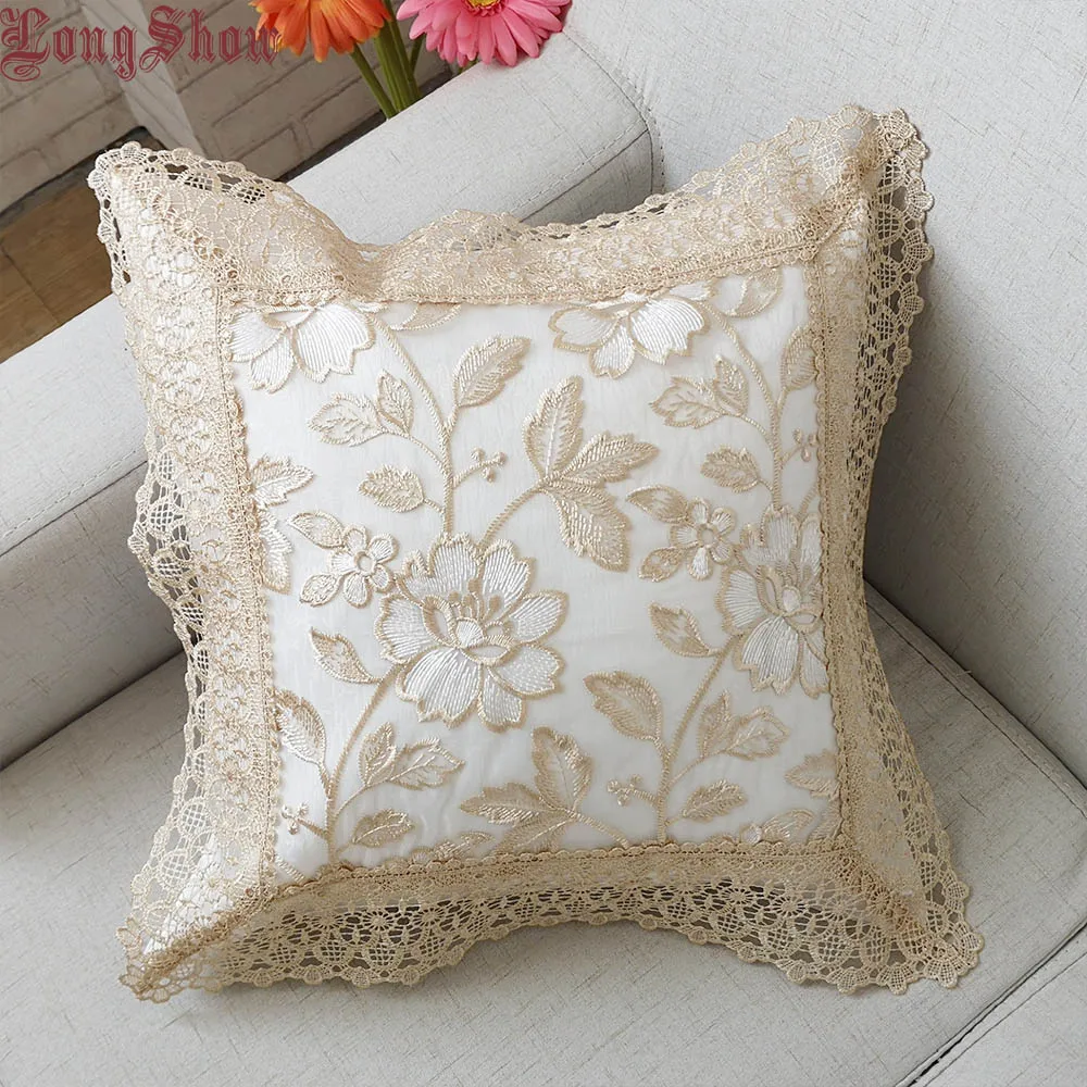 Home Decorative Floral Style Organza Fabric 45x45cm Square Embroidery Pillow Case Pillow Cover With Elegant Lace Trimmings
Home Decorative Floral Style Organza Fabric 45x45cm Square Embroidery Pillow Case Pillow Cover With Elegant Lace Trimmings