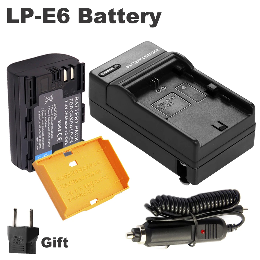 LP-E6 LP E6N 2650mAh 7.4V Digital Camera Battery + LPE6 DC Charger For Canon EOS 6D 7D 5DS 5DSR 5D Mark II 5D 60D 60Da 70D 80D
LP-E6 LP E6N 2650mAh 7.4V Digital Camera Battery + LPE6 DC Charger For Canon EOS 6D 7D 5DS 5DSR 5D Mark II 5D 60D 60Da 70D 80D