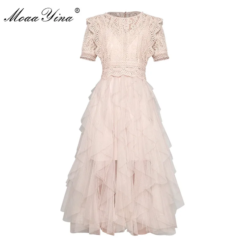 MoaaYina Fashion Designer Runway dress Spring Summer Women Dress Short sleeve Lace Patchwork Mesh Ball Gown Dresses
MoaaYina Fashion Designer Runway dress Spring Summer Women Dress Short sleeve Lace Patchwork Mesh Ball Gown Dresses
