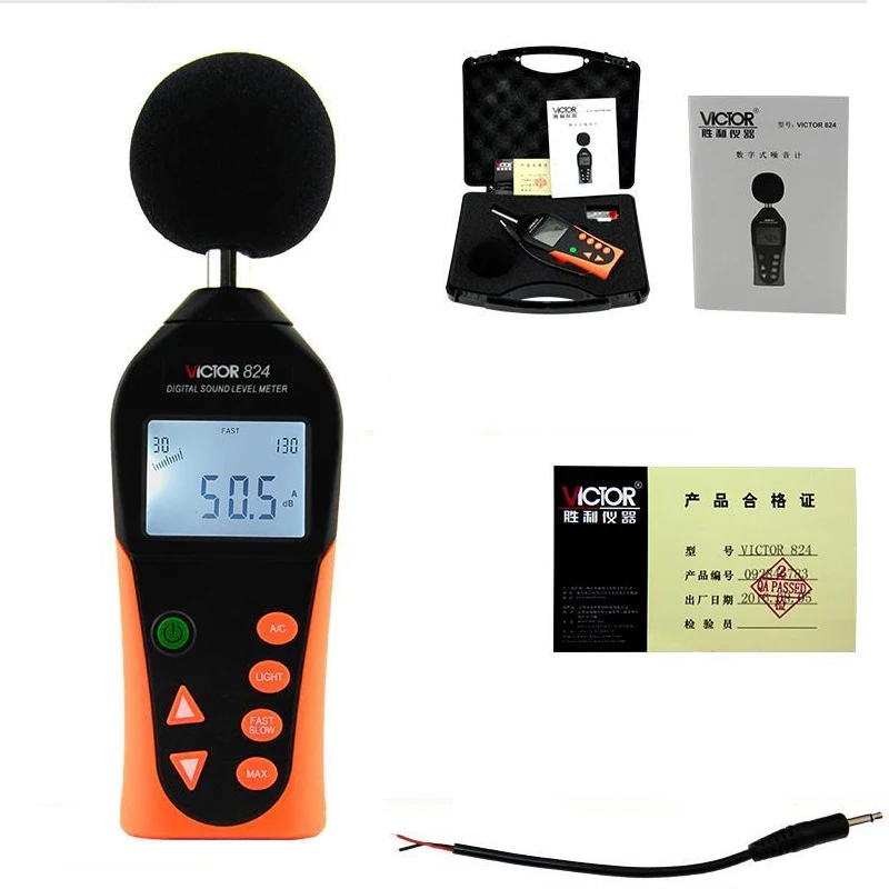 VICTOR VC824 Sound Level Meter, Instantaneous 30-130dBA,35-130dBC decibel Noise Measurement 31.5Hz~8.5kHz
VICTOR VC824 Sound Level Meter, Instantaneous 30-130dBA,35-130dBC decibel Noise Measurement 31.5Hz~8.5kHz