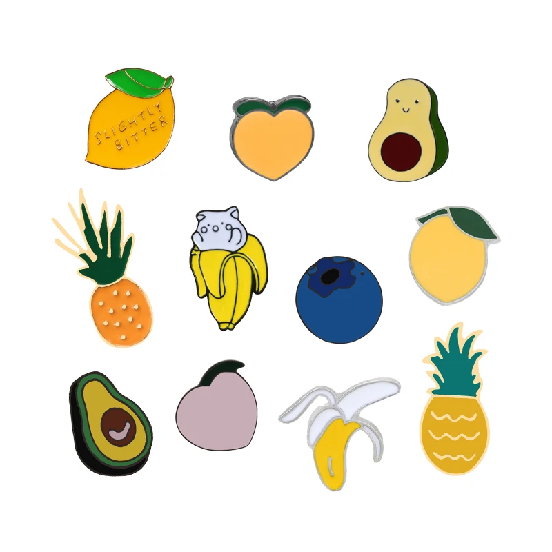 Fruits Pins Cartoon Peach Lemon Banana Blueberry Avocado Cute Brooch Kawaii Button Badges Jackets Lapel Enamel Pin Kids Jewelry
Fruits Pins Cartoon Peach Lemon Banana Blueberry Avocado Cute Brooch Kawaii Button Badges Jackets Lapel Enamel Pin Kids Jewelry