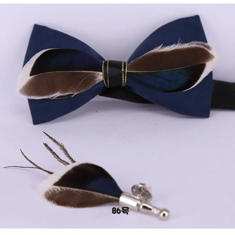 2 set Novelty Original Handmade Men Leather Natural Blue Bird Feather Exquisite Bow Tie Brooch Bow Tie Set For Wedding Party
2 set Novelty Original Handmade Men Leather Natural Blue Bird Feather Exquisite Bow Tie Brooch Bow Tie Set For Wedding Party