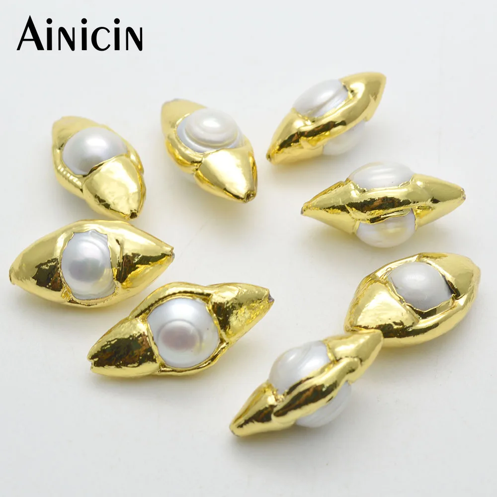 Solid Gold Plating Oval Shape Natural Freshwater Pearl 15x25mm Fashion Jewelry Making Materials 5pc/lot
Solid Gold Plating Oval Shape Natural Freshwater Pearl 15x25mm Fashion Jewelry Making Materials 5pc/lot