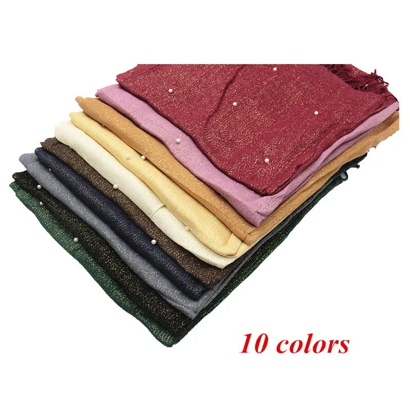 Hot sale pearls gold thread hijab women scarf viscose solid shawl nice beads muslim head wraps elegant scarves 10pcs/lot
Hot sale pearls gold thread hijab women scarf viscose solid shawl nice beads muslim head wraps elegant scarves 10pcs/lot