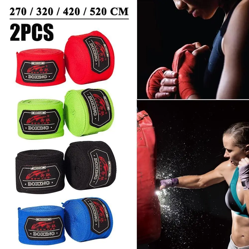 2pcs/roll Cotton Box Sports Strap Boxing Bandage Sanda Muay Thai MMA Taekwondo Hand Gloves Wraps Adult Male 1 Pair Set 270-520CM | Спорт