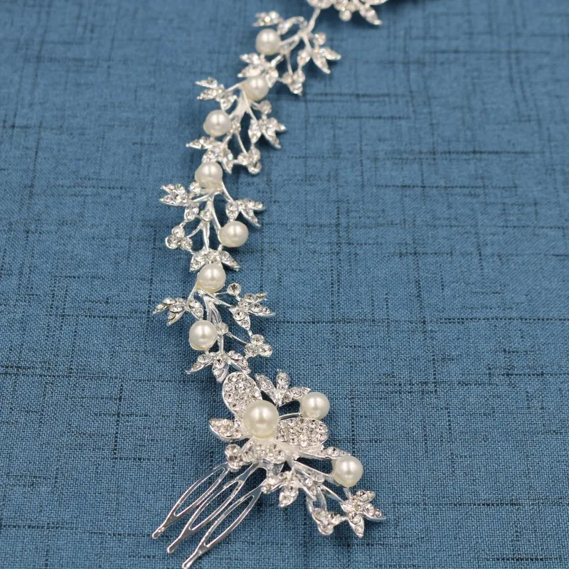 Silver Color Rhinestone Pearl Hair Jewelry Floral Bridal Headband Tiara Long Comb Wedding Hair Accessories Headbands
Silver Color Rhinestone Pearl Hair Jewelry Floral Bridal Headband Tiara Long Comb Wedding Hair Accessories Headbands
