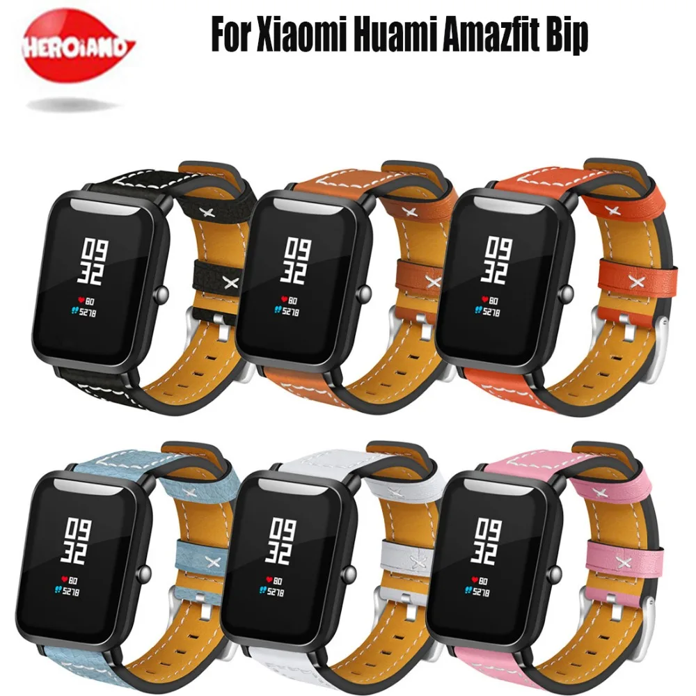 

Genuine Leather Replacement Strap For Xiaomi Huami Amazfit Bip BIT Lite Youth Smart Watch Wearable Wrist Bracelet Watchband 20mm