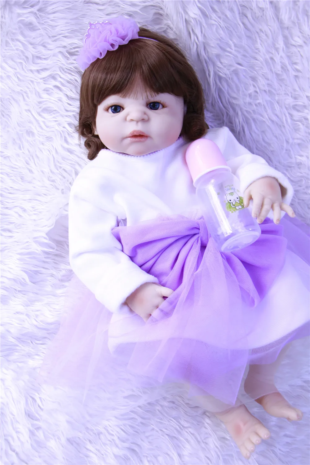 Bebe girl reborn 23" full silicone doll reborn lovely curly hair purple dress princess BJD reborn bonecas child toy babies born
Bebe girl reborn 23" full silicone doll reborn lovely curly hair purple dress princess BJD reborn bonecas child toy babies born