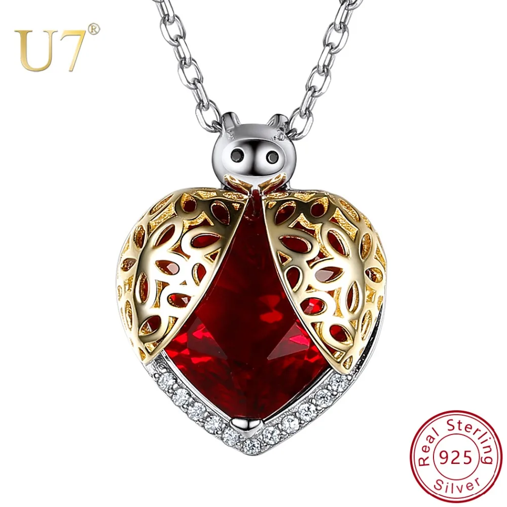 U7 925 Sterling Silver Beetle Pendant Necklace Women Jewelry Cubic Zirconia Heart Shape Hollow Pattern Ladybird Charms SC225
U7 925 Sterling Silver Beetle Pendant Necklace Women Jewelry Cubic Zirconia Heart Shape Hollow Pattern Ladybird Charms SC225