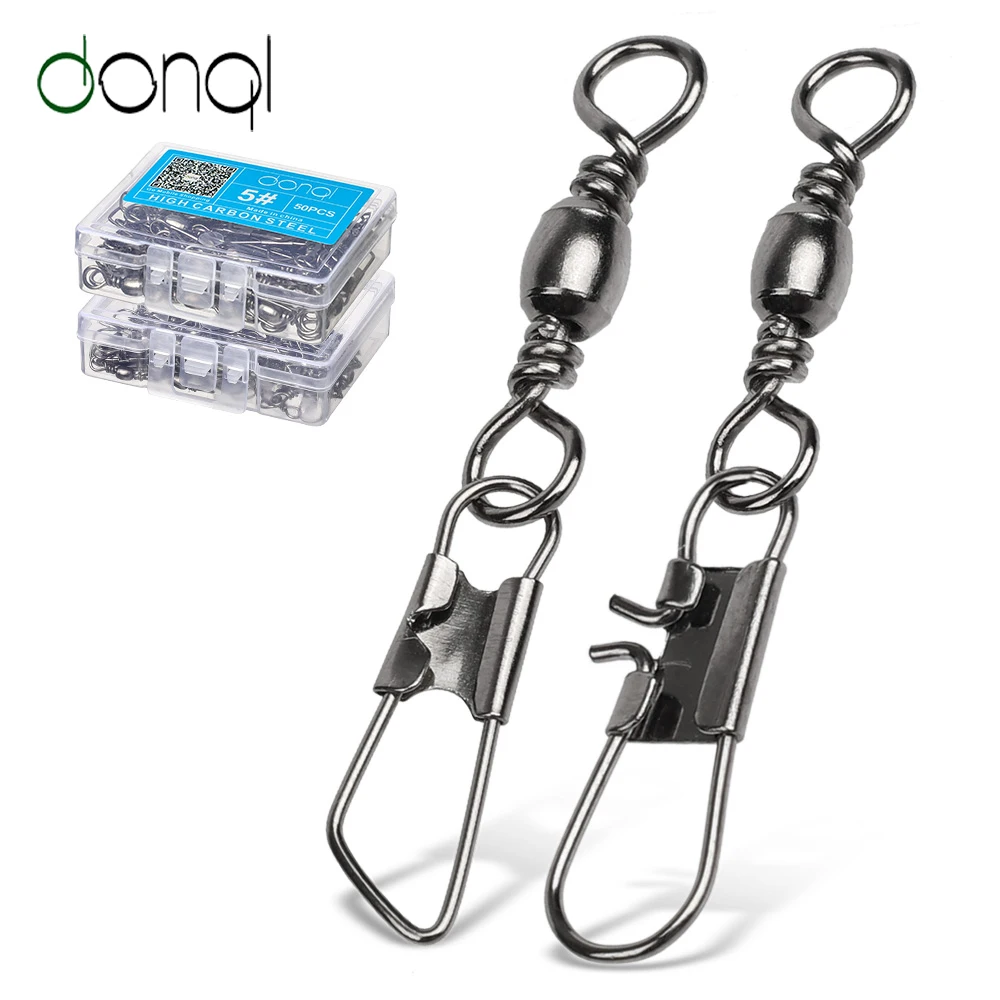 DONQL 10/20/50pcs Rolling Swivel Fishing Connector Pin Bearing Interlock Snap 1#-14# Fishhooks Lures Carp Fishing Accessories
DONQL 10/20/50pcs Rolling Swivel Fishing Connector Pin Bearing Interlock Snap 1#-14# Fishhooks Lures Carp Fishing Accessories