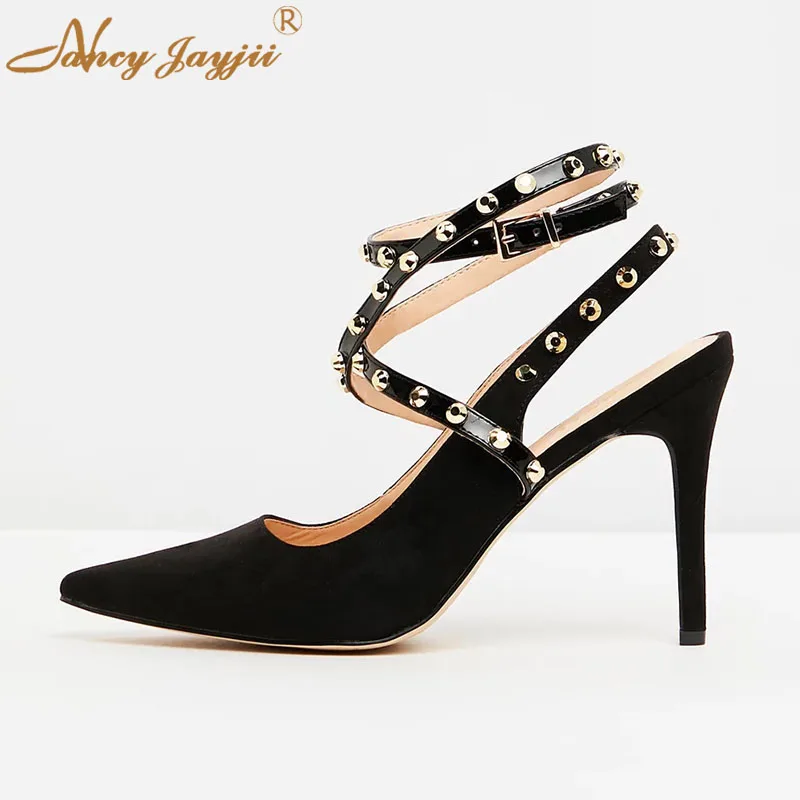 Female Shoes Adult Lady Sandals Black Solid Rivet Buckle Ankle Strap Super High Thin heels Wedding Party Fashion Mature 2022
Female Shoes Adult Lady Sandals Black Solid Rivet Buckle Ankle Strap Super High Thin heels Wedding Party Fashion Mature 2022