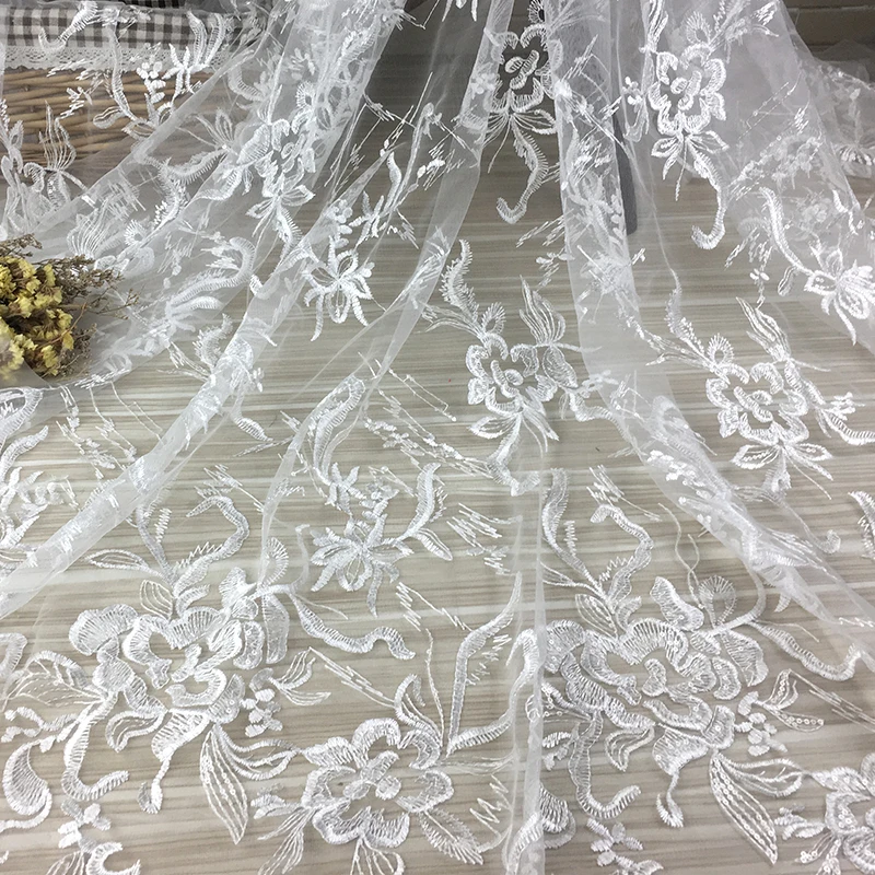 1Yard 47" width Sequins Embroidered Peony Flowers bridal fabric Mesh white wedding dress lace fabric Net womens dress lace trim
1Yard 47" width Sequins Embroidered Peony Flowers bridal fabric Mesh white wedding dress lace fabric Net womens dress lace trim