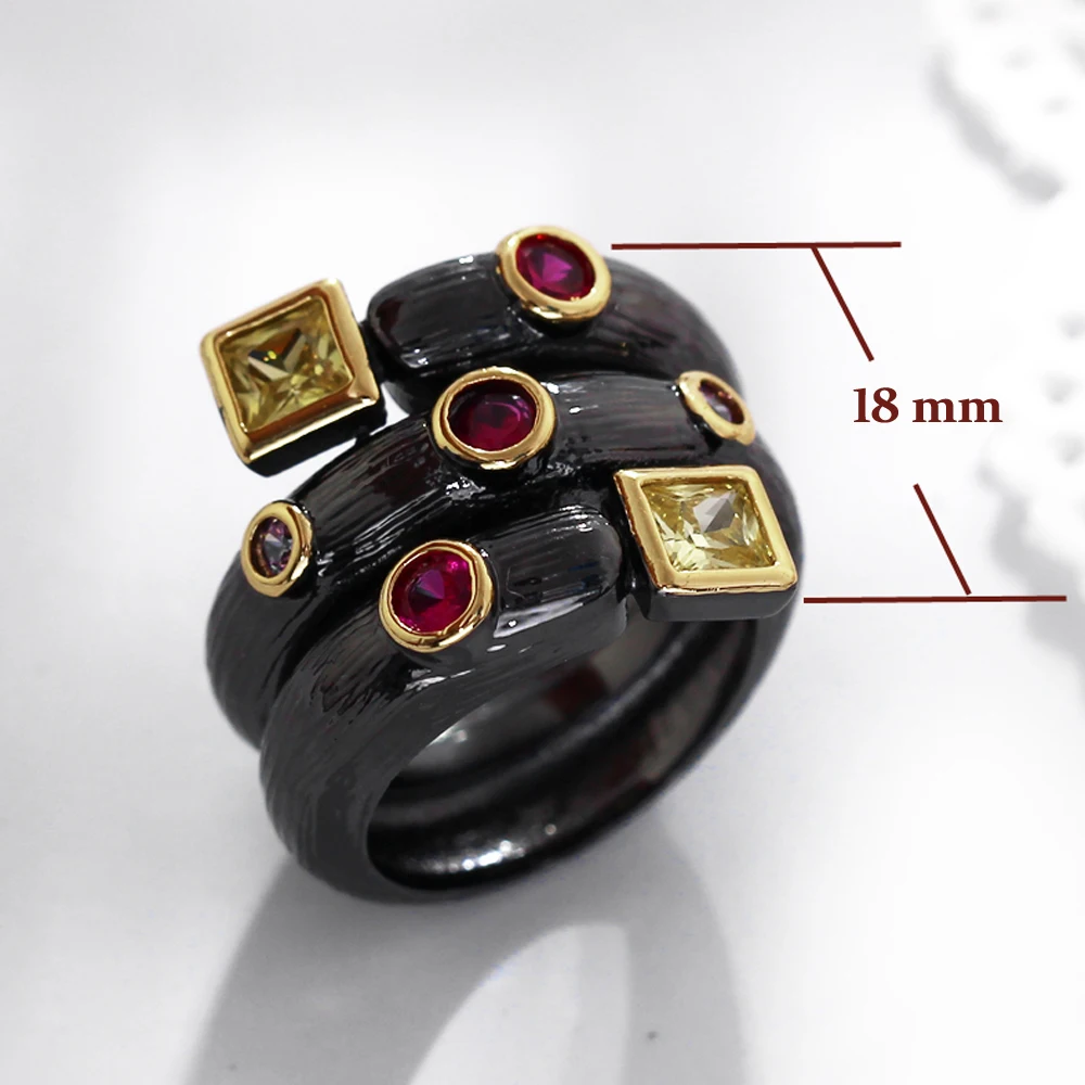 Trendy black rings with AAA Square and Round multi color crystal jewelry ringen bagues femme Dropshipping Fashion ring for women
Trendy black rings with AAA Square and Round multi color crystal jewelry ringen bagues femme Dropshipping Fashion ring for women