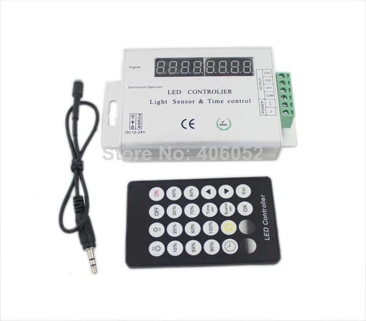 24 KEYS 3 Channel 12V-24V Intelligent Light Sensor And Time Programmable Led Controller For Single Color Led Strip
24 KEYS 3 Channel 12V-24V Intelligent Light Sensor And Time Programmable Led Controller For Single Color Led Strip