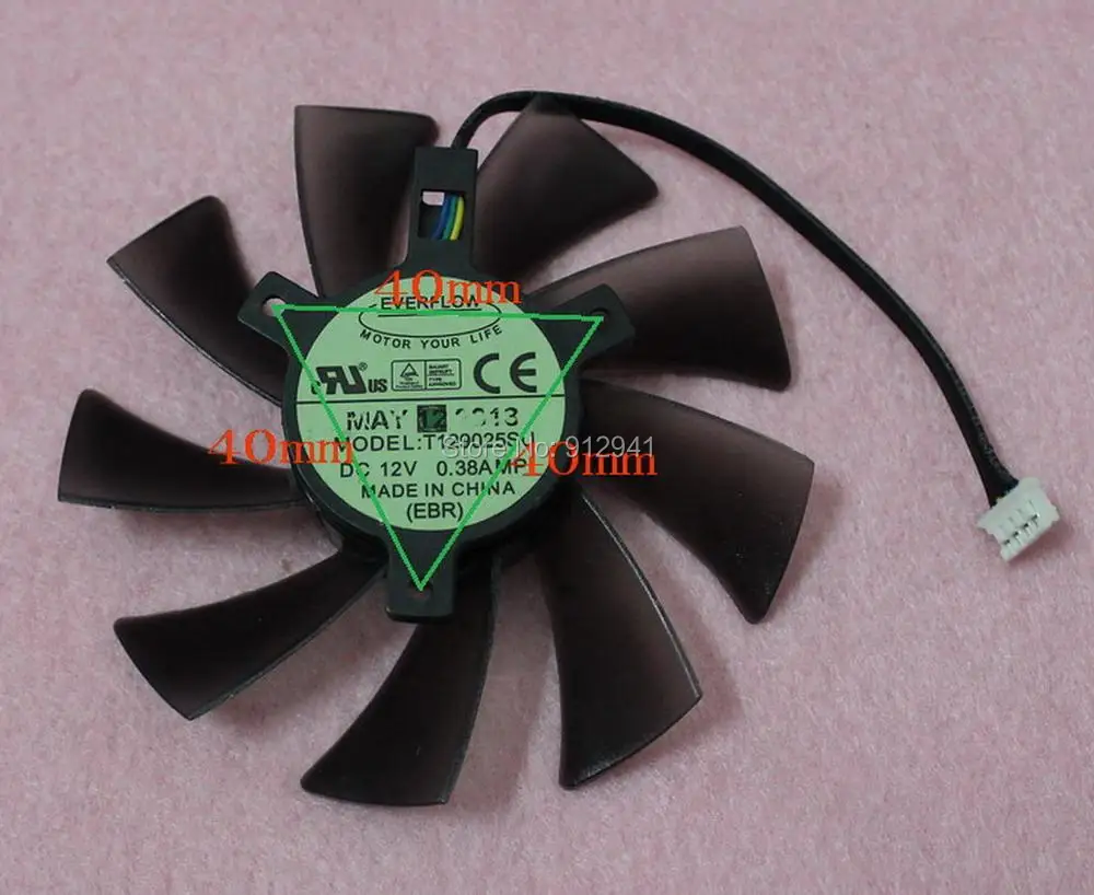 95 мм T129025SU графика/Видеокарта один вентилятор Замена 40 12 В 0.38A 4Pin для ASUS GTX570 GTX580 GTX680