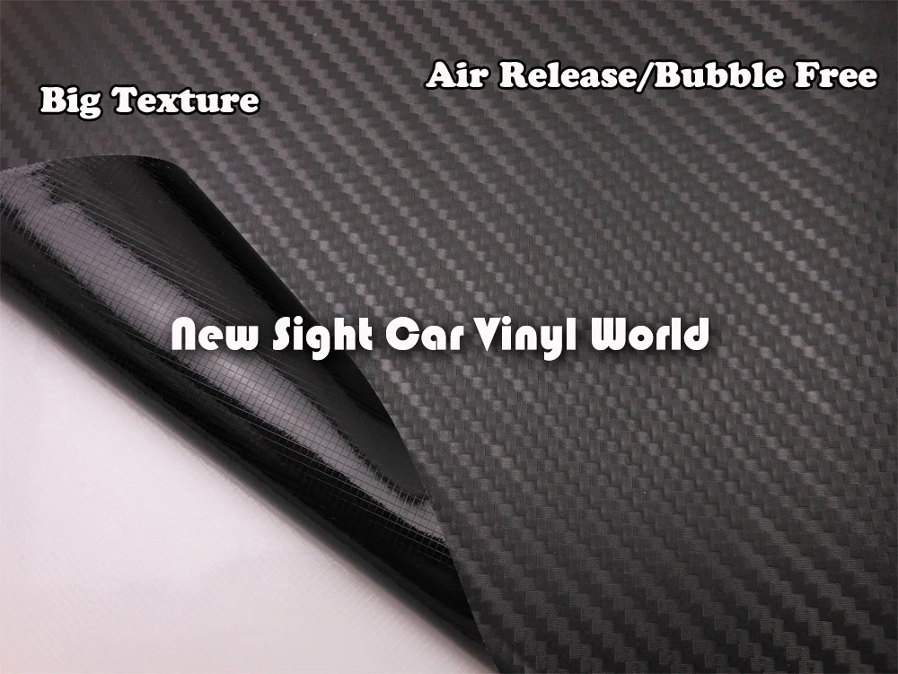 Big Texture Black 3D Carbon Fiber Vinyl Film Wrap For Car Stickers