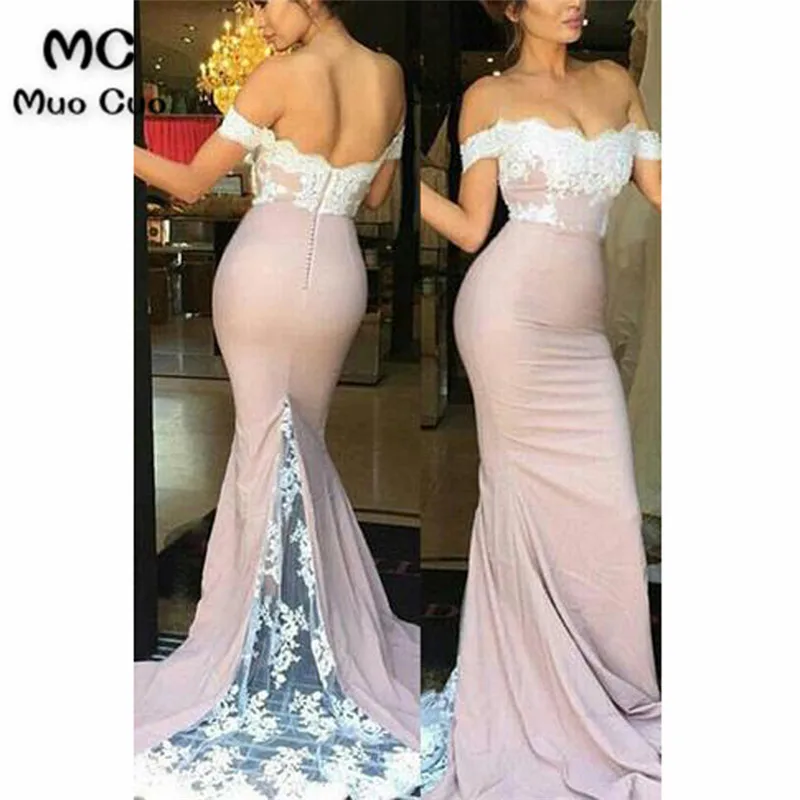Blush Pink Off Shoulder Mermaid Evening Dresses Long Sweep Train Elastic Satin Short Sleeve Formal Evening Party Dress
Blush Pink Off Shoulder Mermaid Evening Dresses Long Sweep Train Elastic Satin Short Sleeve Formal Evening Party Dress