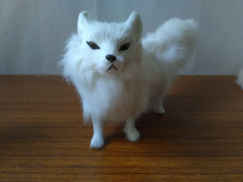 plastic&furs fox simulation white fox 27x7x13cm model handicraft prop home decoration gift d2247
