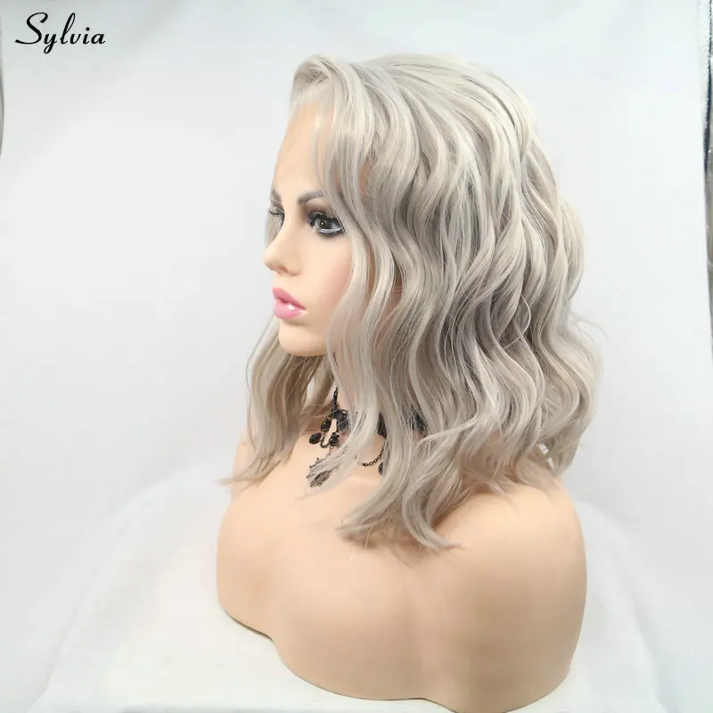Синтетические волнистые волосы для женщин Sylvia цвет серебристый блонд короткие